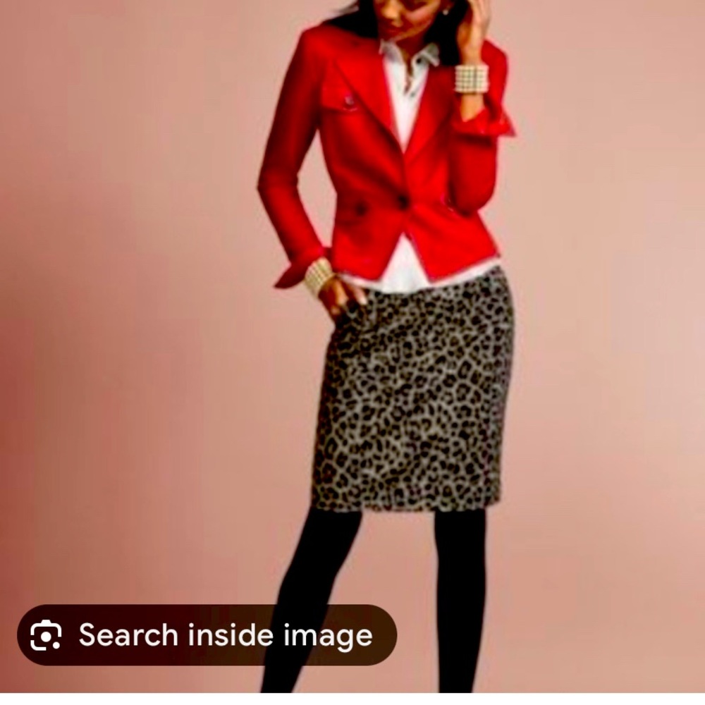 CAbi Leopard Ponte Knit Pencil Skirt